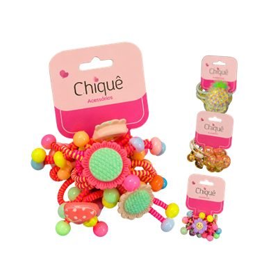 Xuxinha enfeitada com 2 pares, linha infantil colorida
